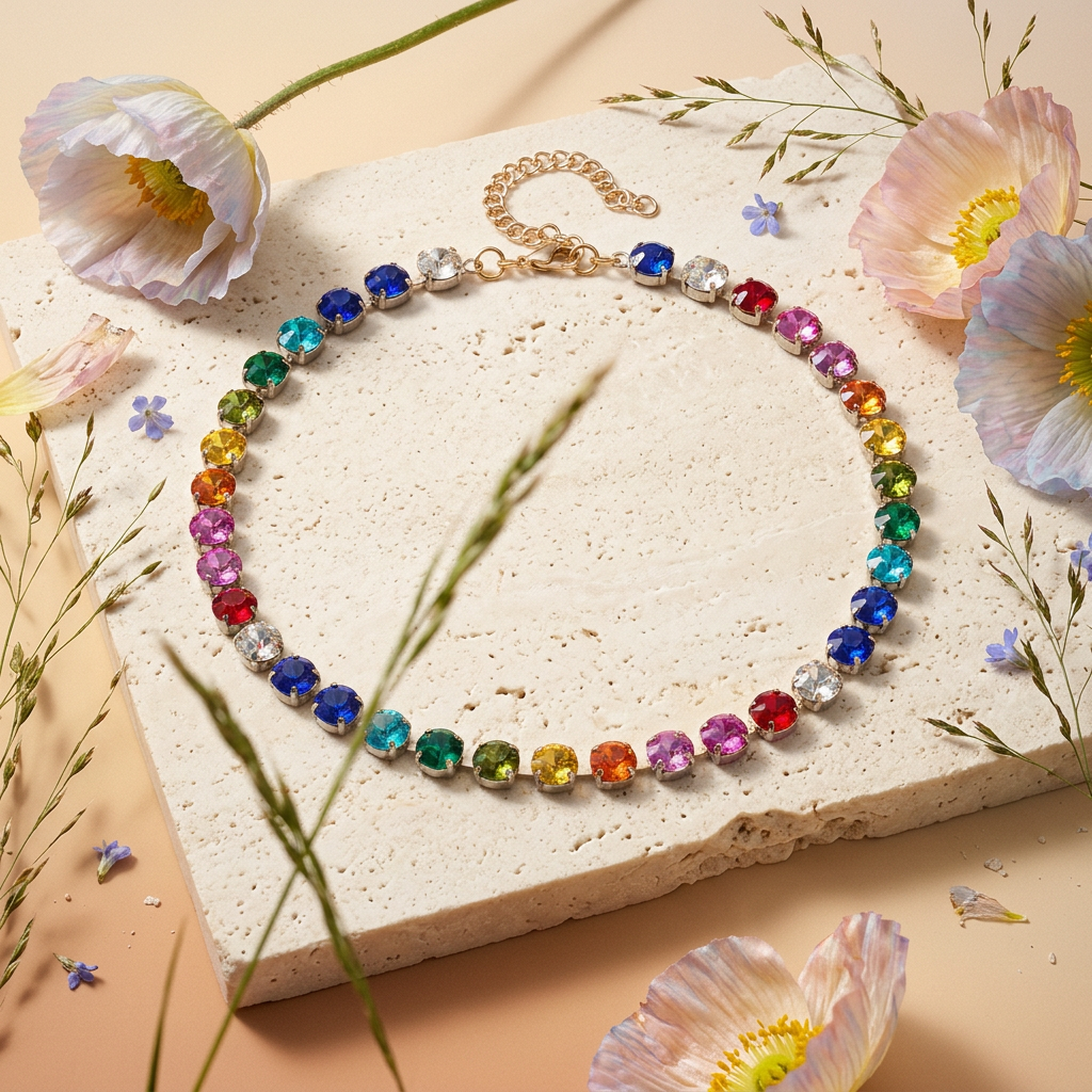 Zeania Golden Orb Tennis Necklace