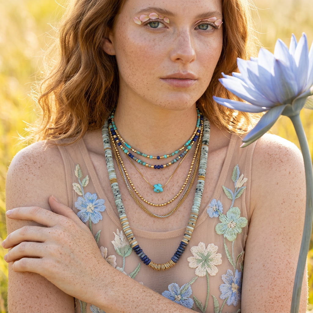 Raelia Golden Disc Strand Necklace