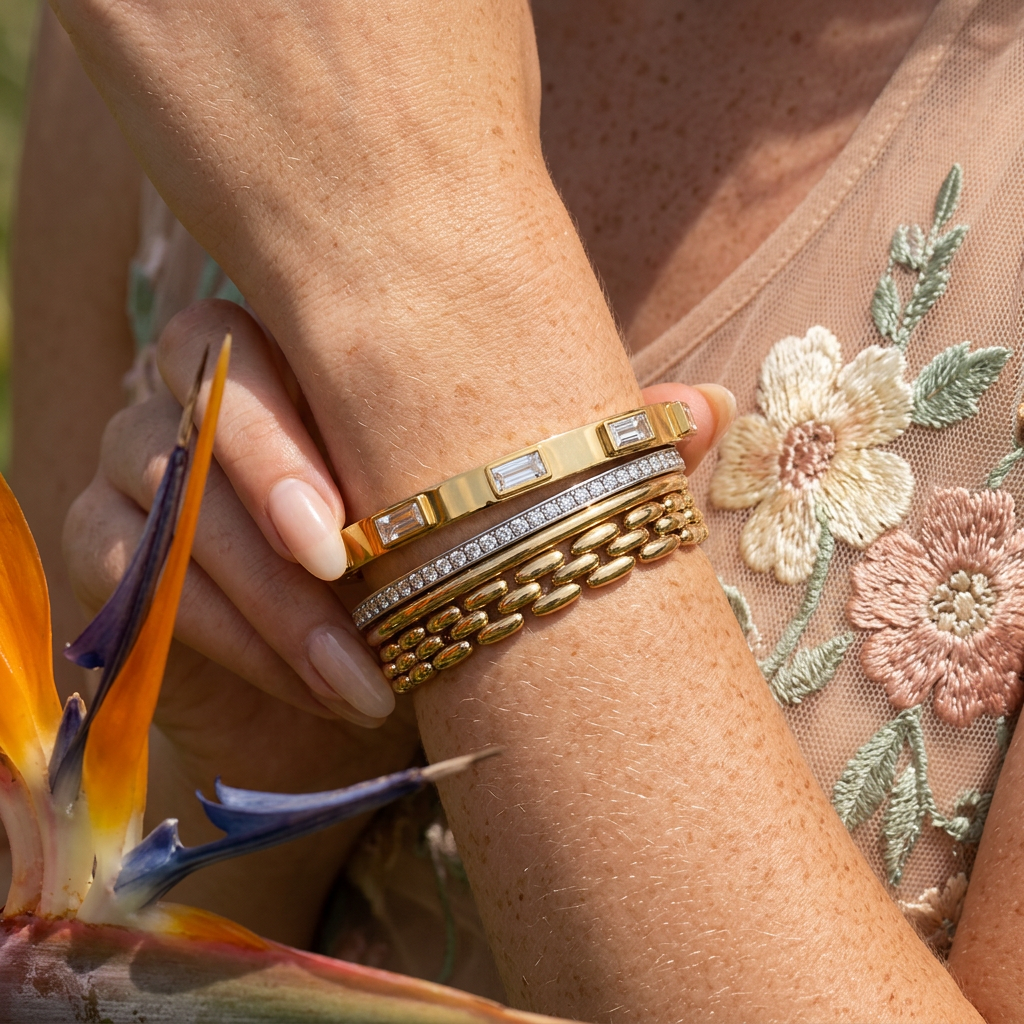 Raelia Golden Bar Bangle Bracelet