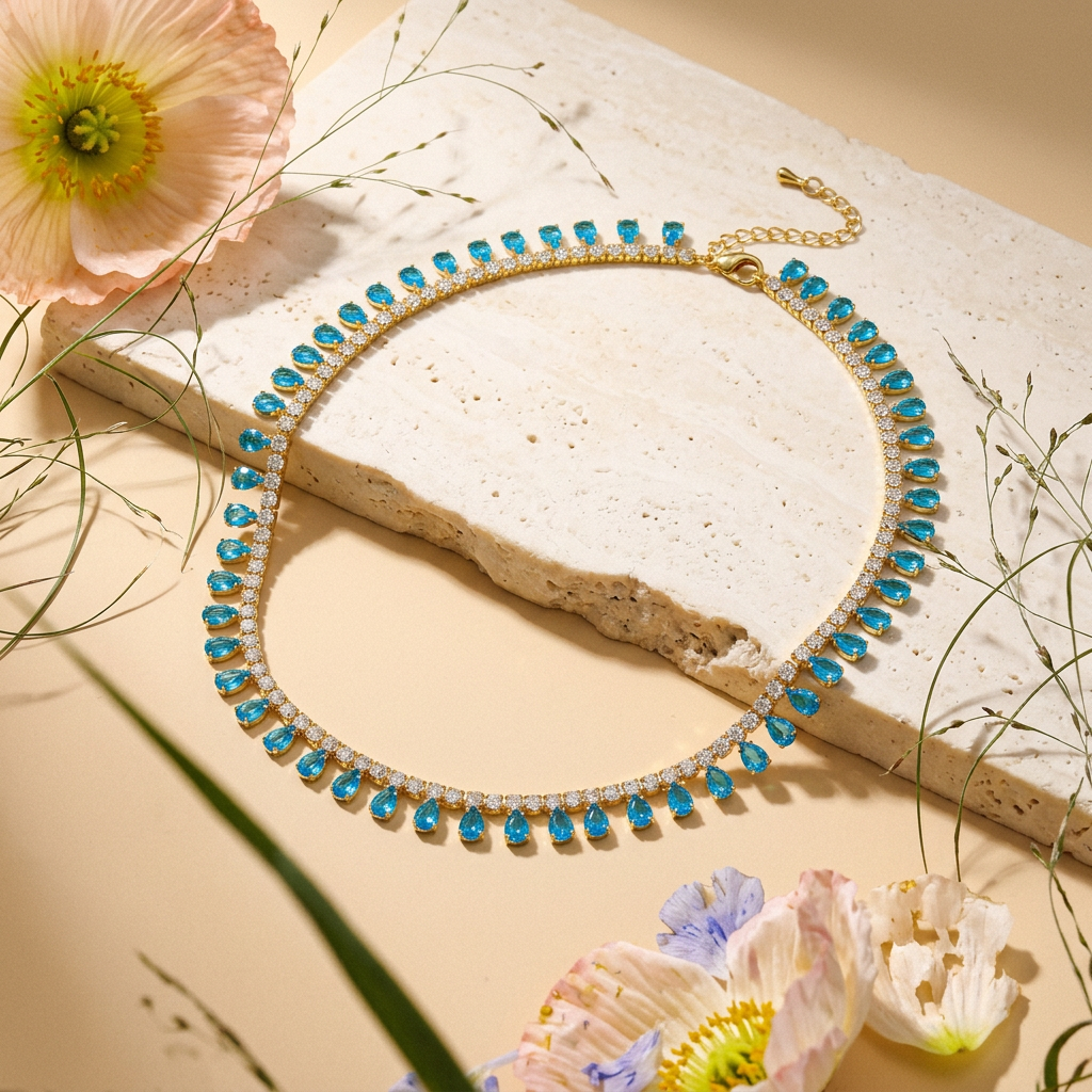 Giolena Golden Drop Choker Necklace