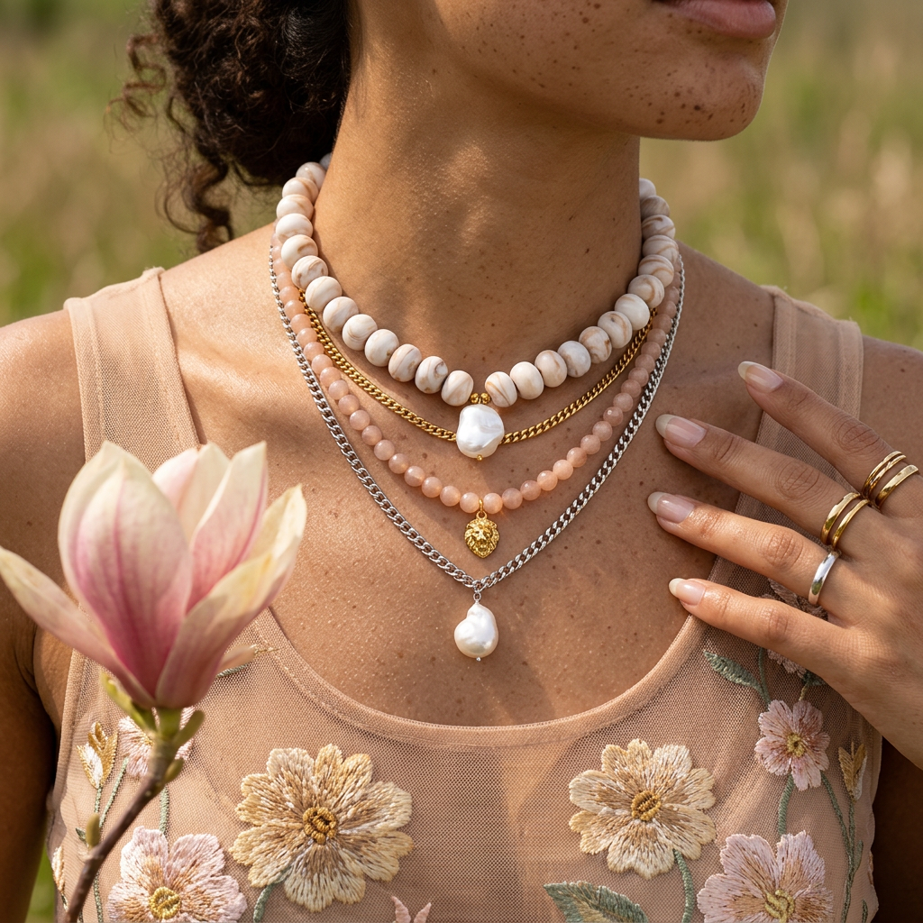 Neamia Golden Baroque Pearl Pendant Necklace