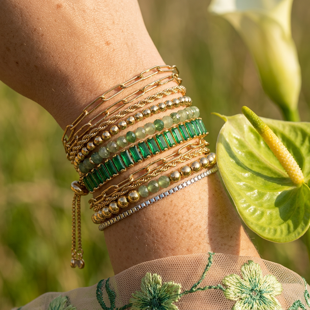 Thaelia Golden Baguette Tennis bracelet