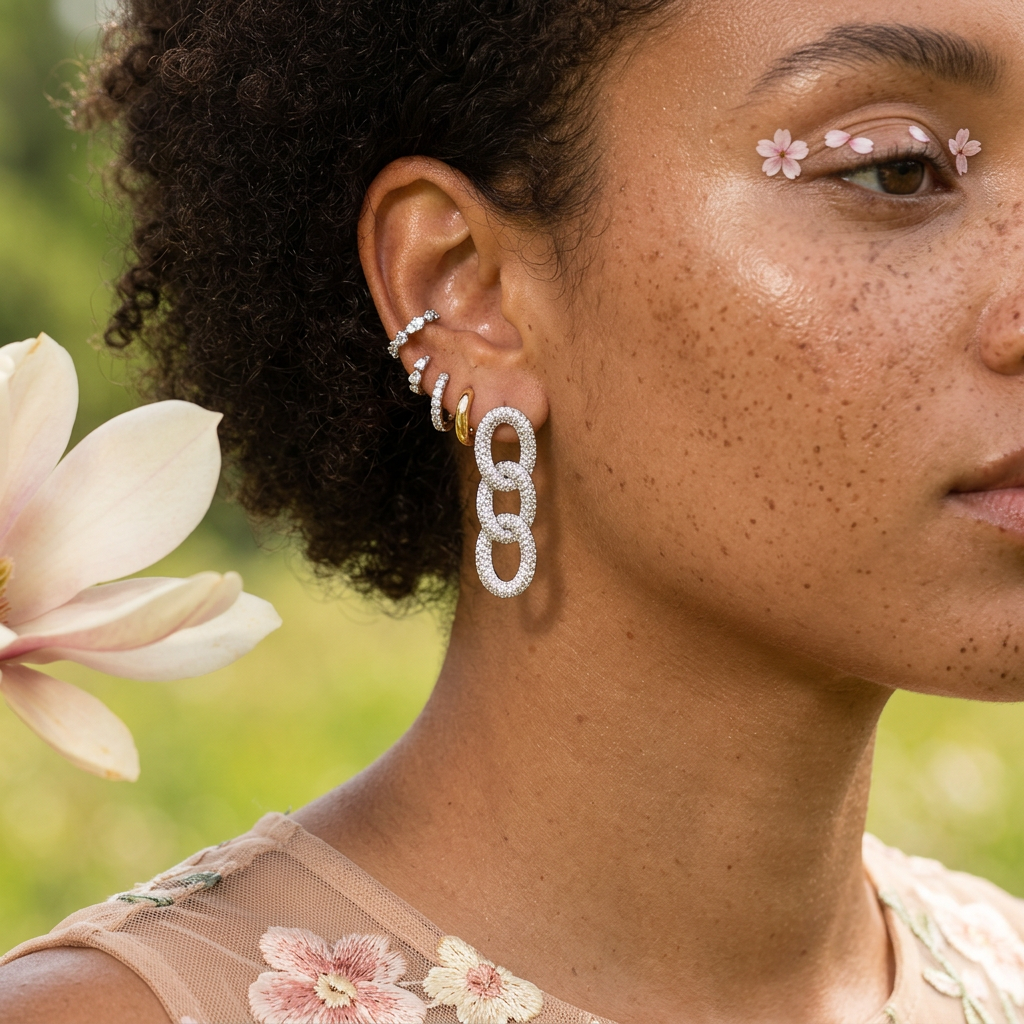 Maevia Silver Oval Drop Earrings