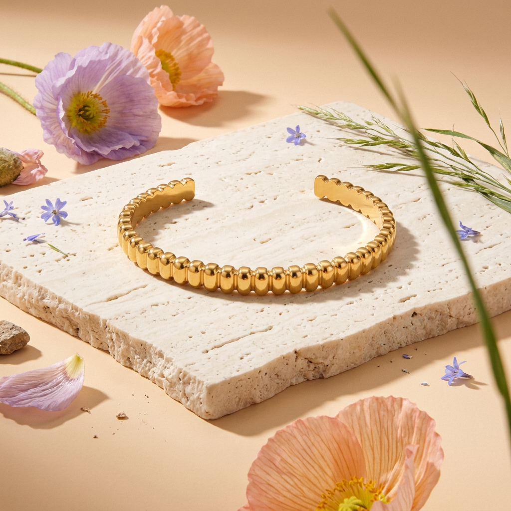 Zaelle Golden Bar Cuff Bracelet