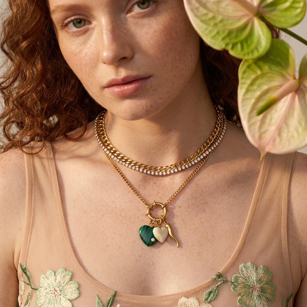 Thionia Golden Heart Pendant Charm