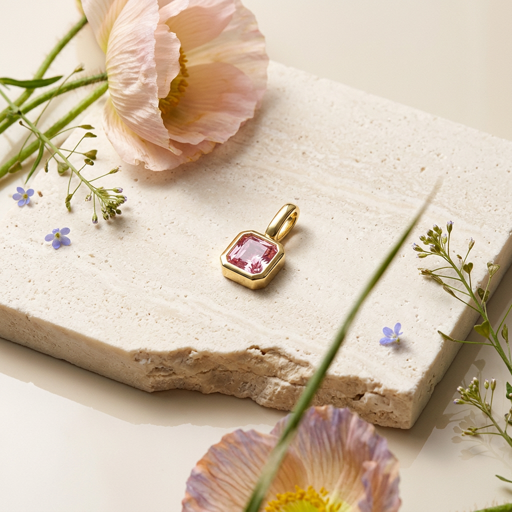 Vaelia Yellow Gold Square Pendant Charm