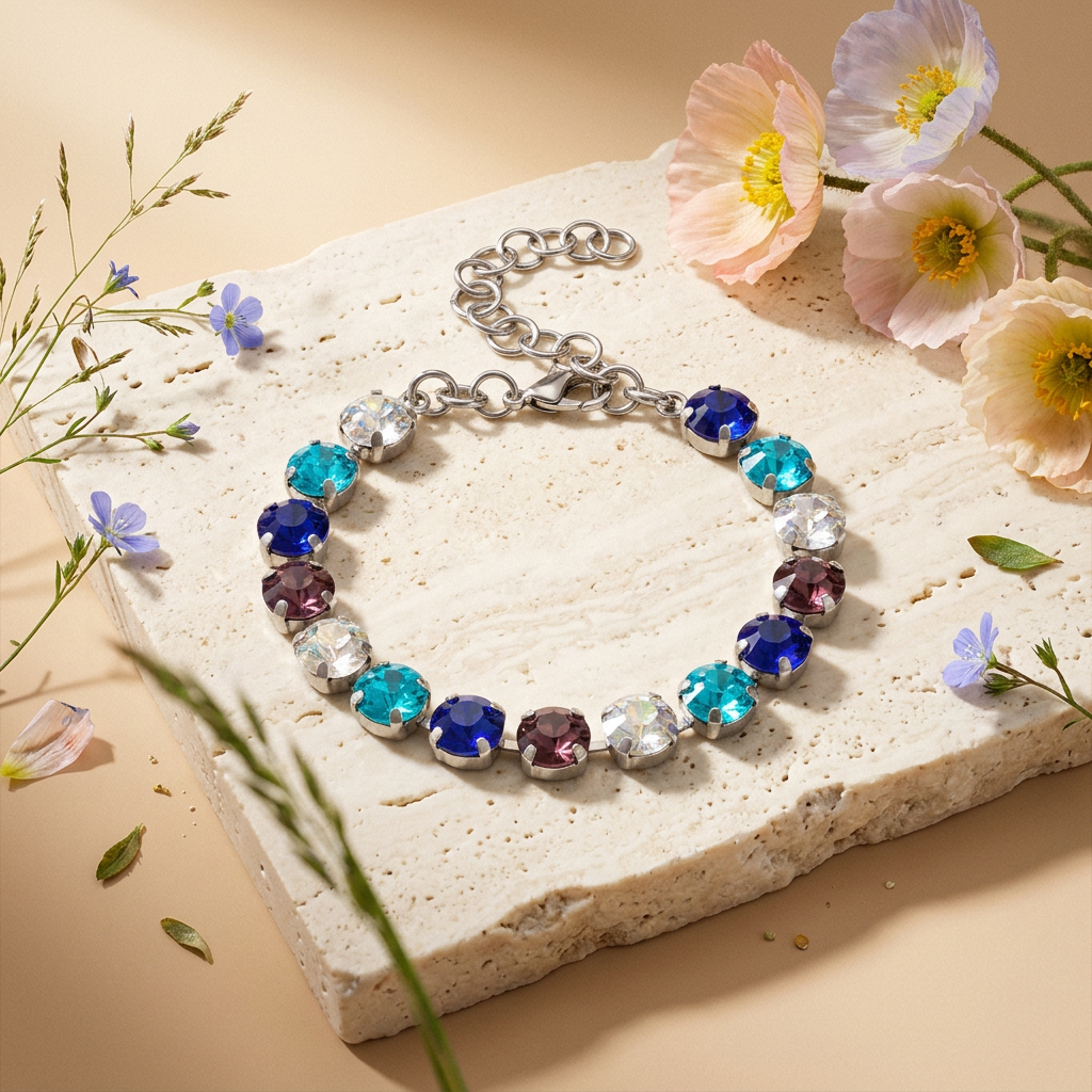 Vealina Silver Orb Tennis Bracelet