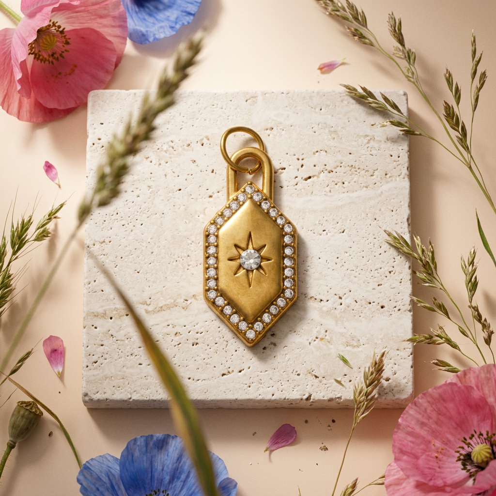 Maelia Golden Shield Pendant Charm
