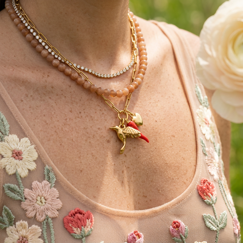 Zeonia Golden Bird Pendant Charm