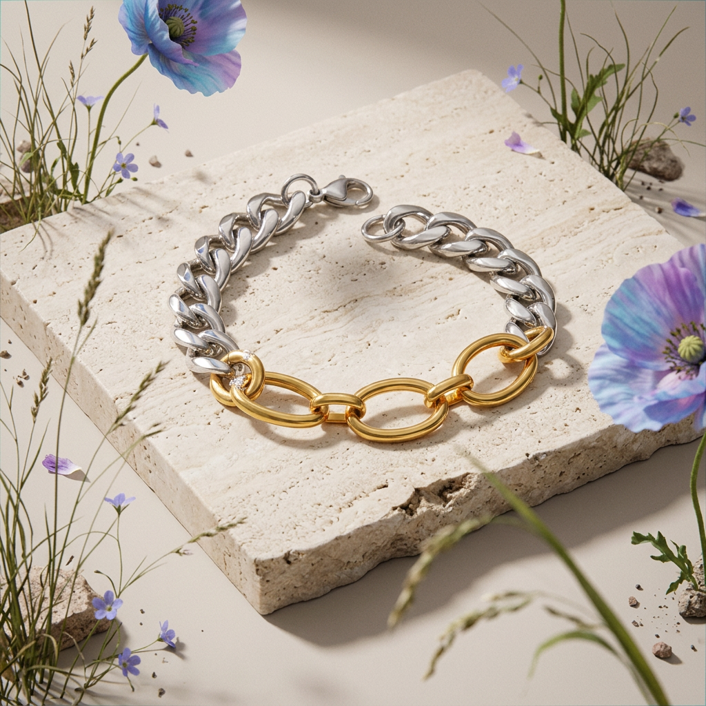Raemila Mixed Metal Oval Link Bracelet