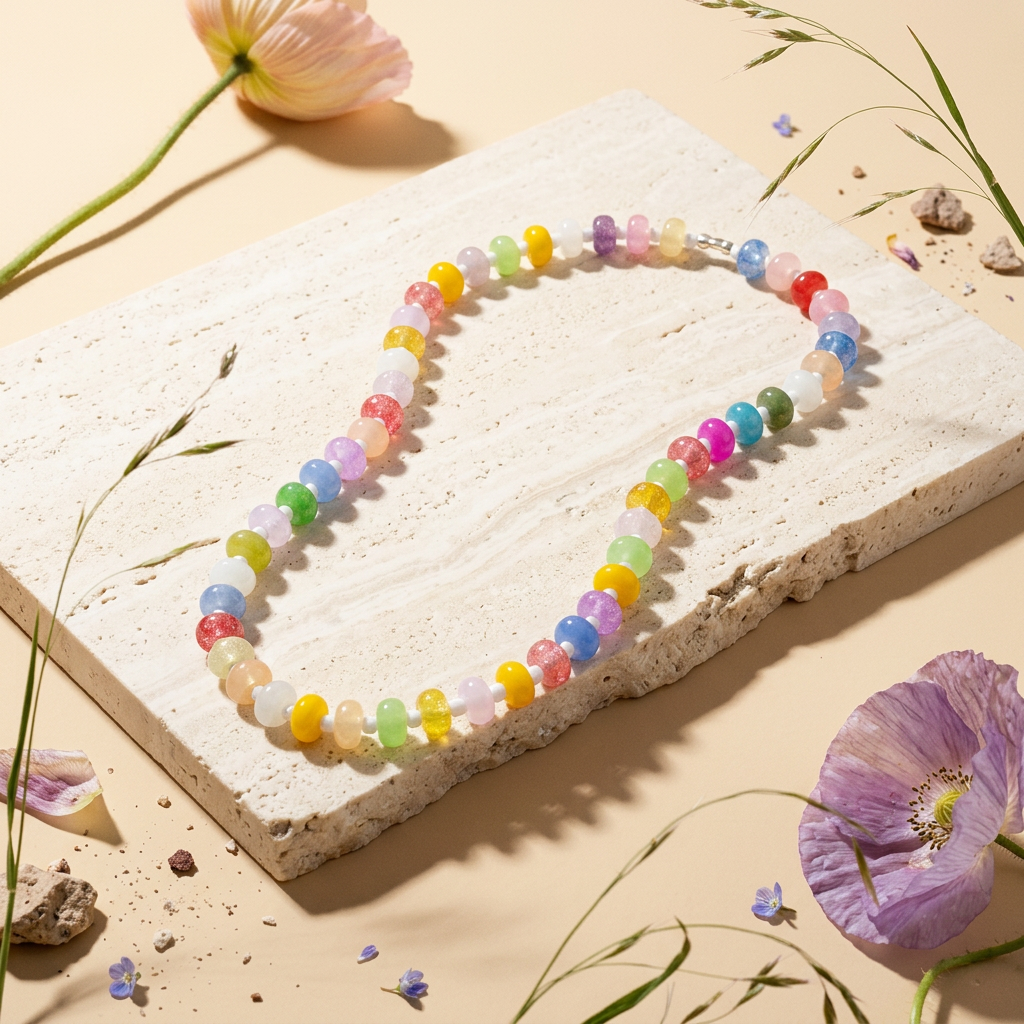 Nialia Acrylic Disc Strand Necklace