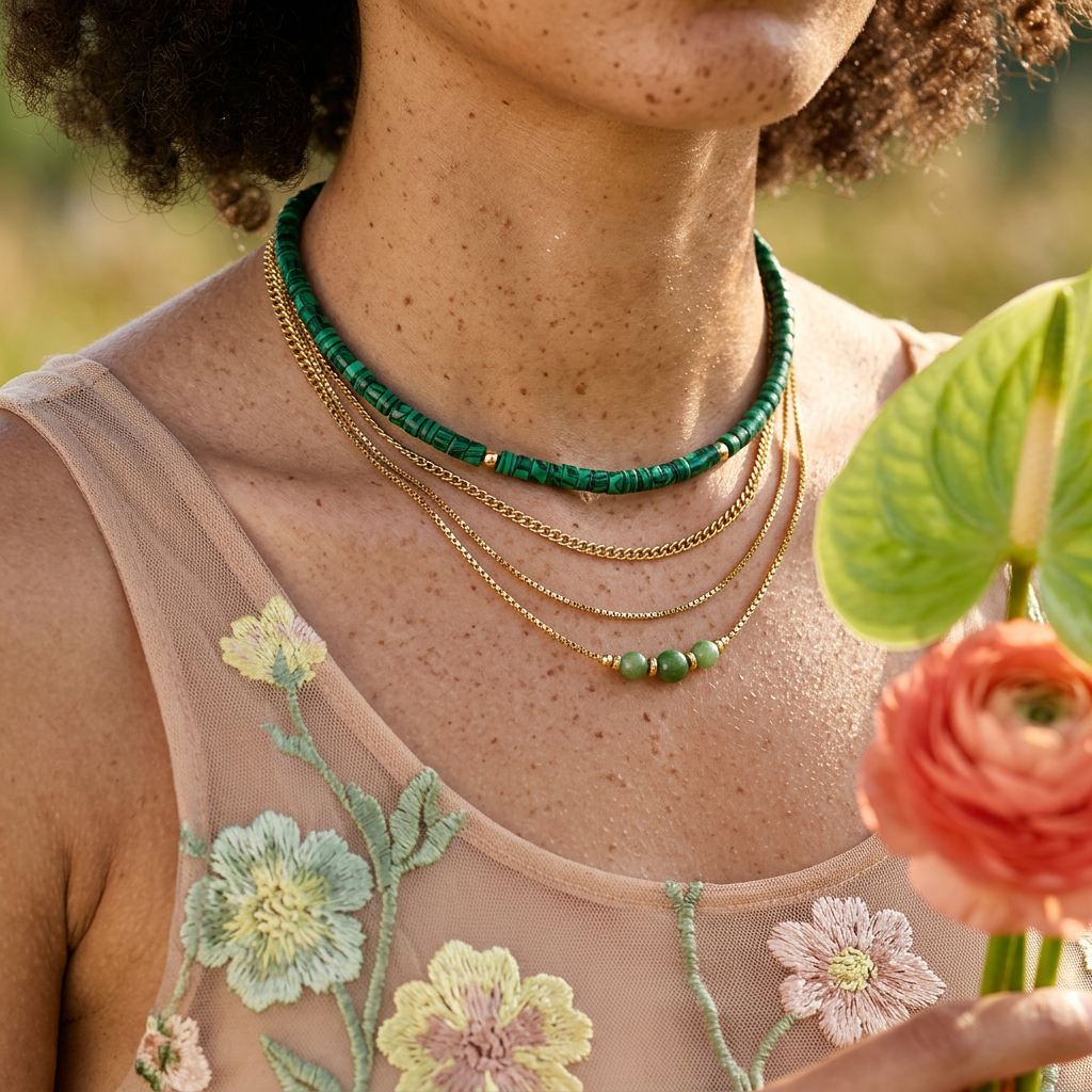 Violia Golden Disc Strand Necklace