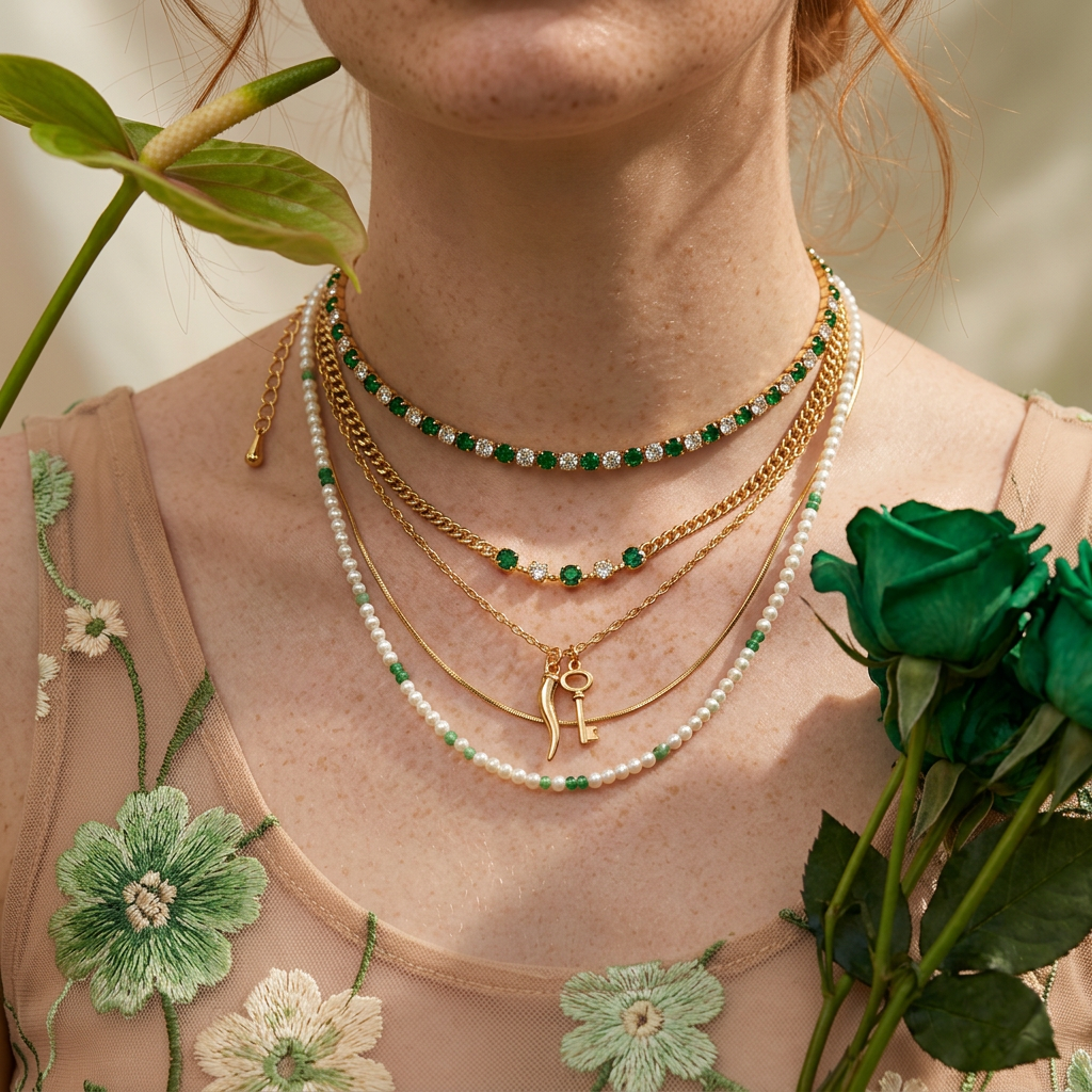 Mionia Golden Orb Tennis Necklace