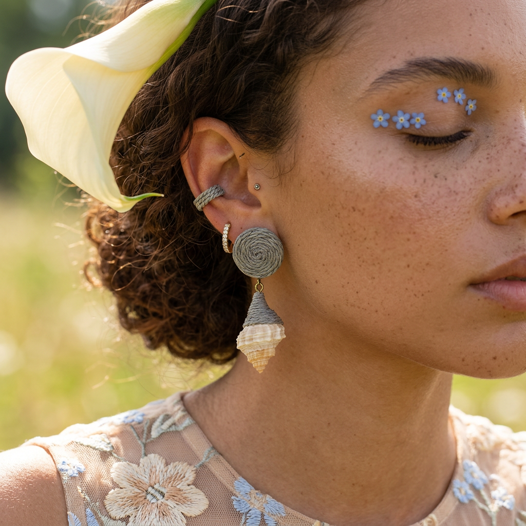 Maeolia Golden Shell Drop Earrings