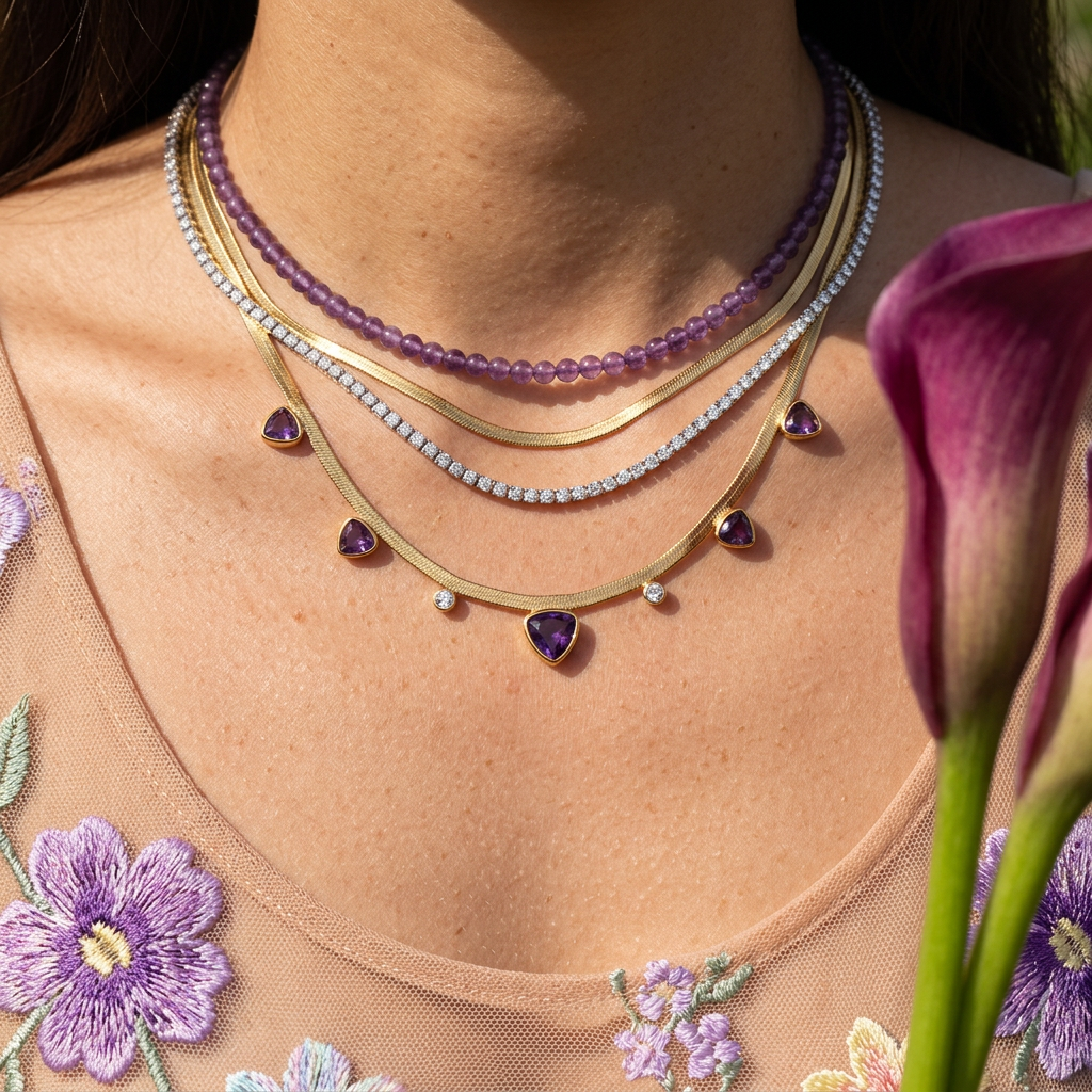 Vealia Golden Trillion Chain Necklace