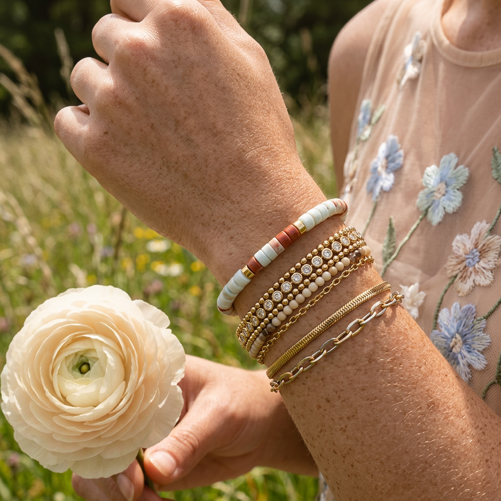 Vaelia Golden Disc Strand bracelet
