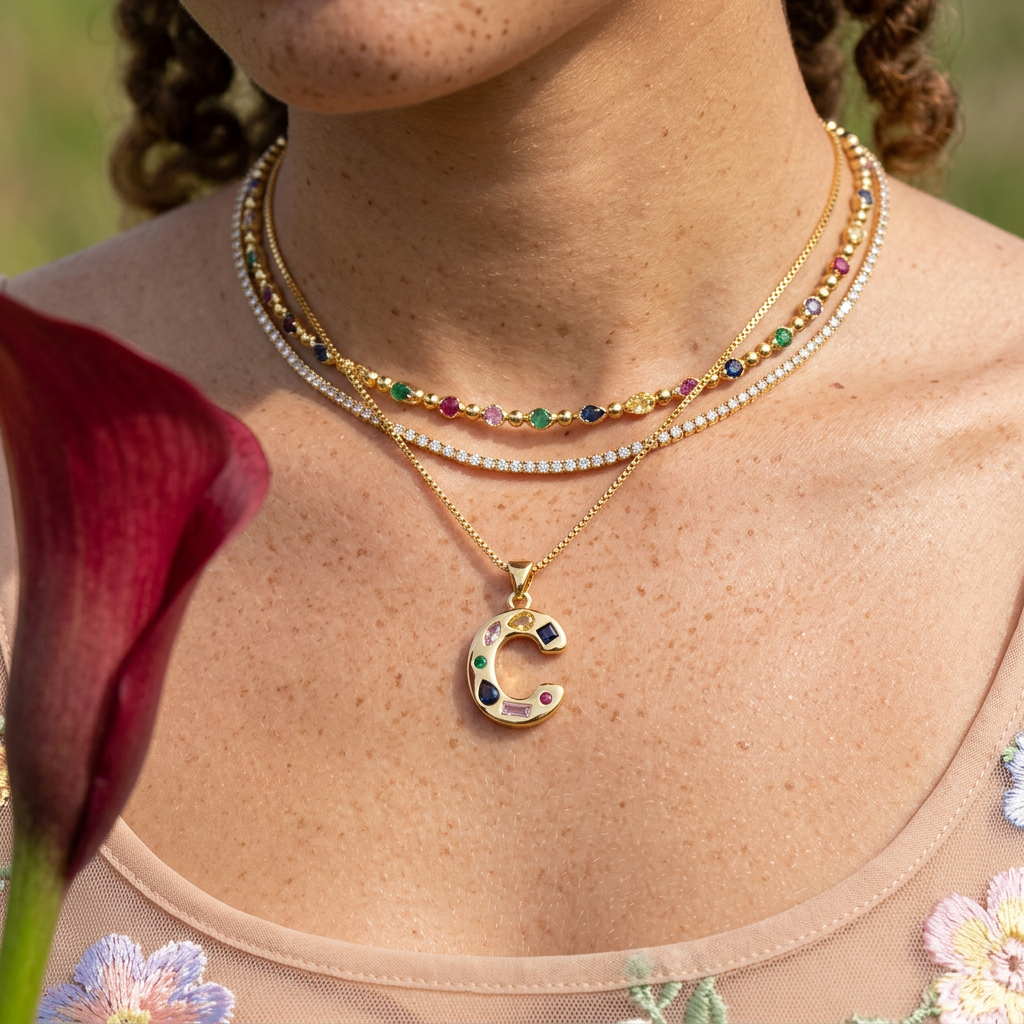 Viosia Golden "C" Letter Pendant Necklace