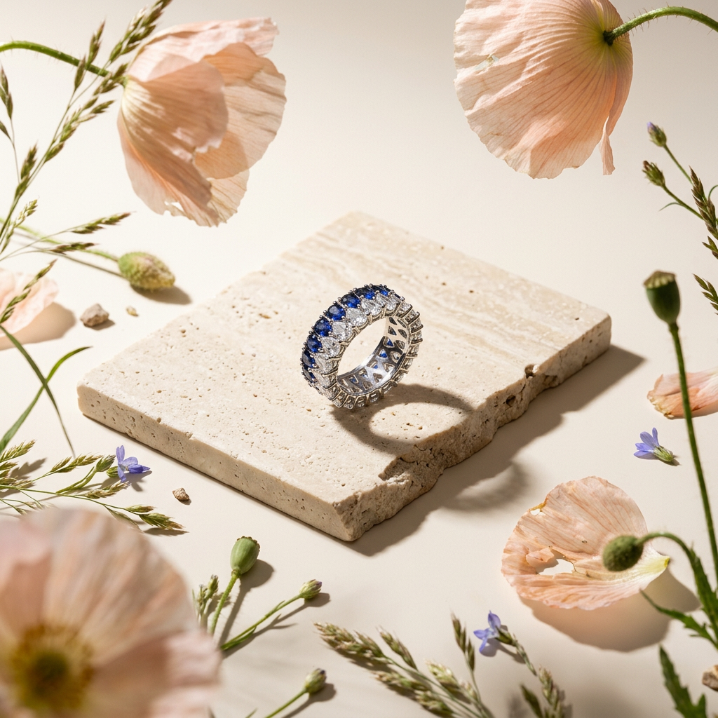 Raevia Silver Cluster Band Ring