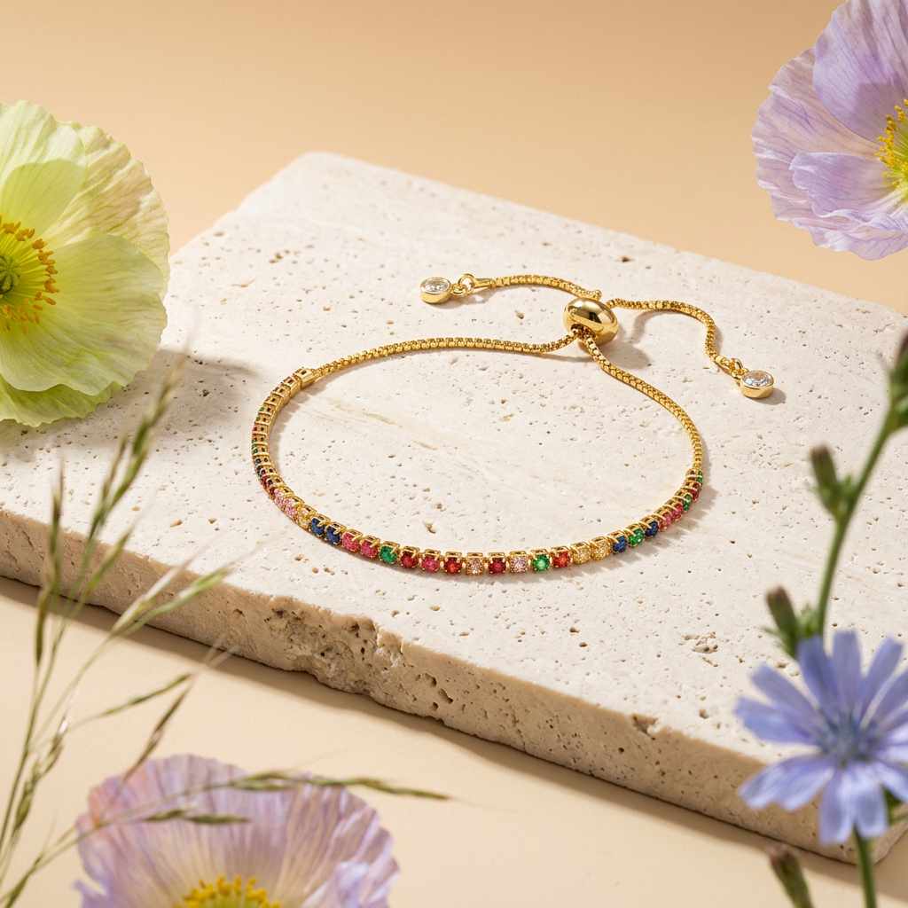 Maevia Yellow Gold Chain Tennis bracelet