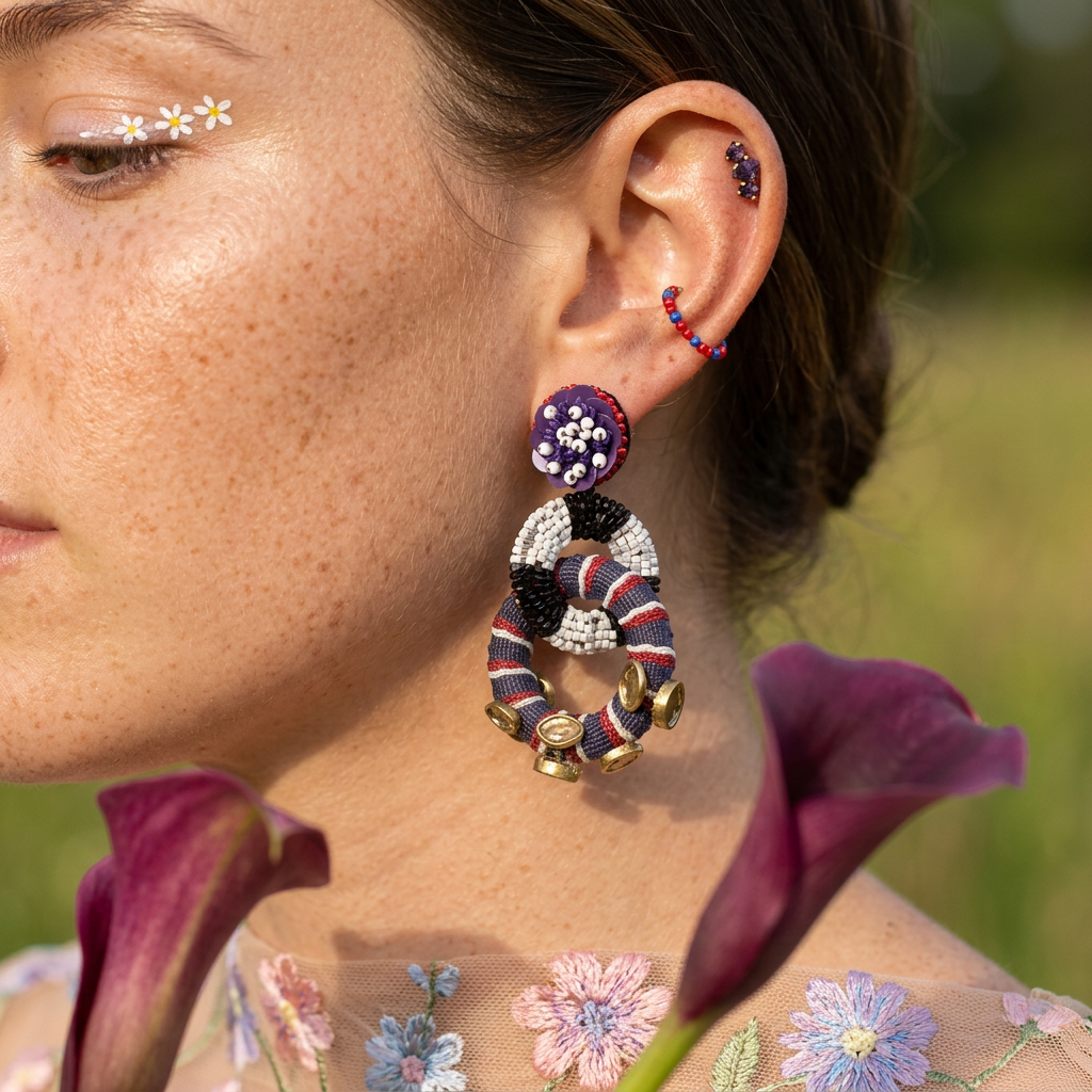 Leonia Golden Hoop Drop Earrings