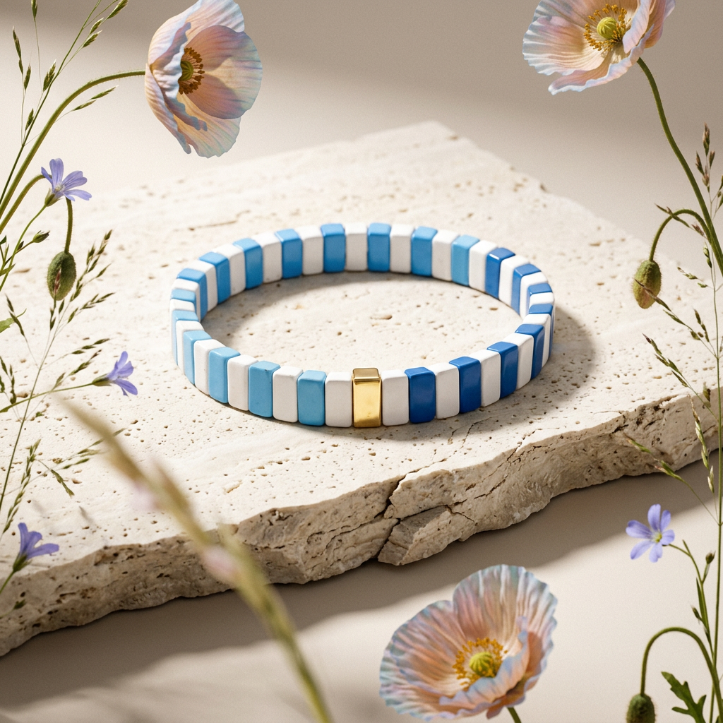 Kaevia Golden Bar Bead Bracelet