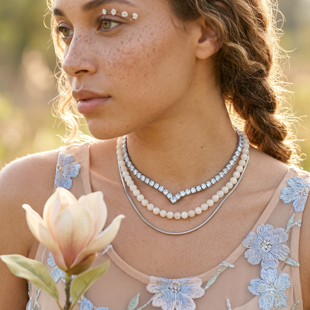 Ziolia Silver Chain Tennis Necklace