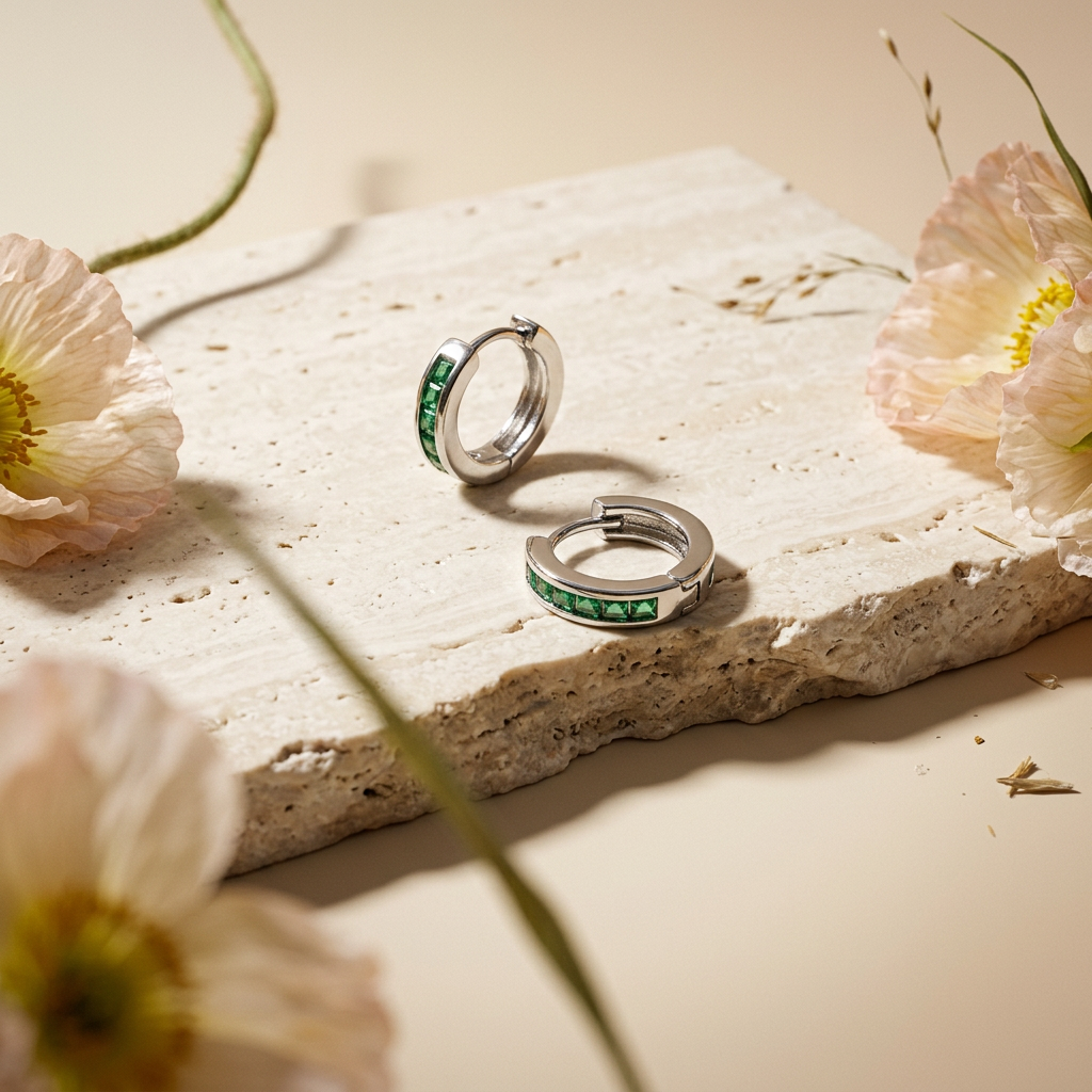 Ziolia Silver Hoop Huggie Earrings