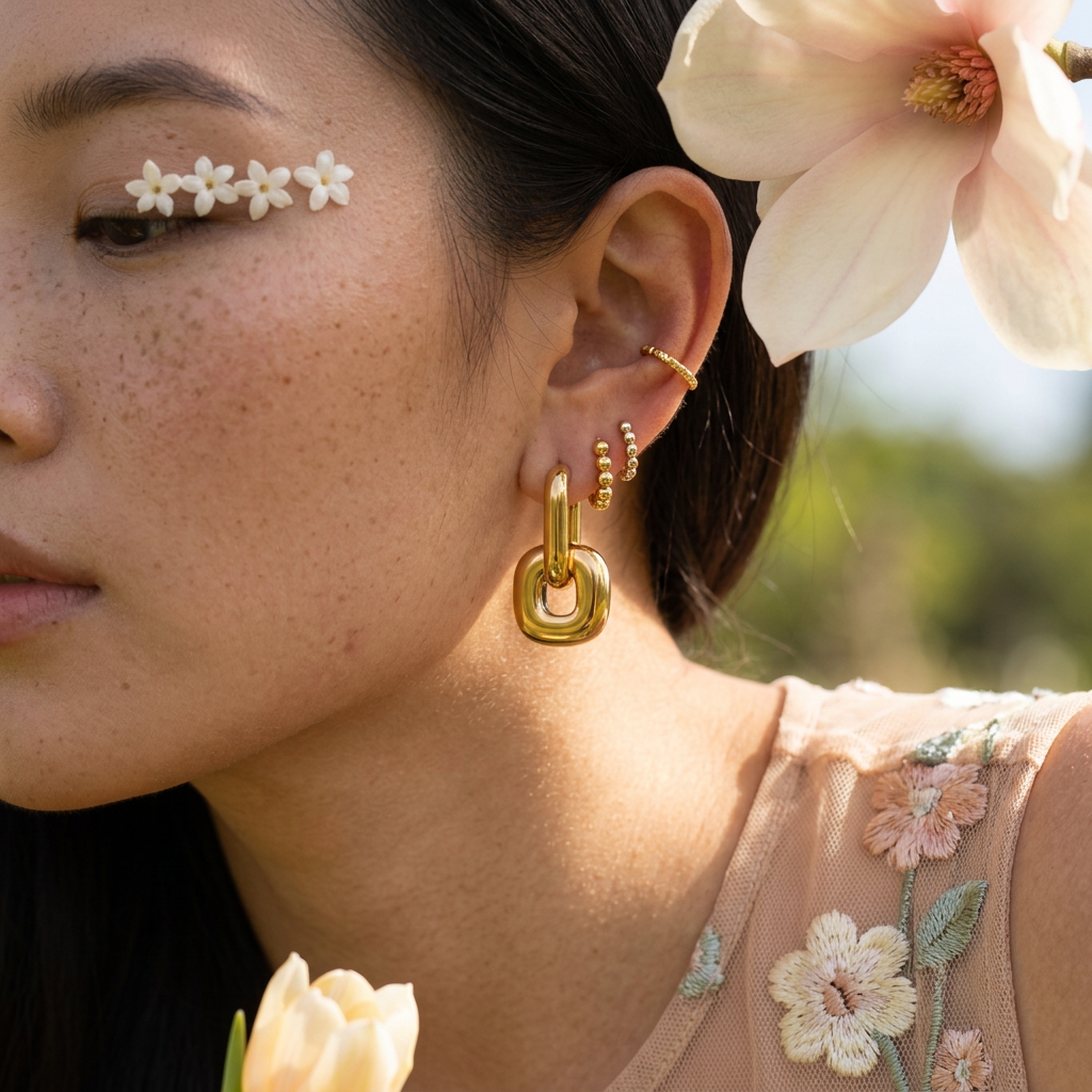 Laevia Golden Link Huggie Earrings