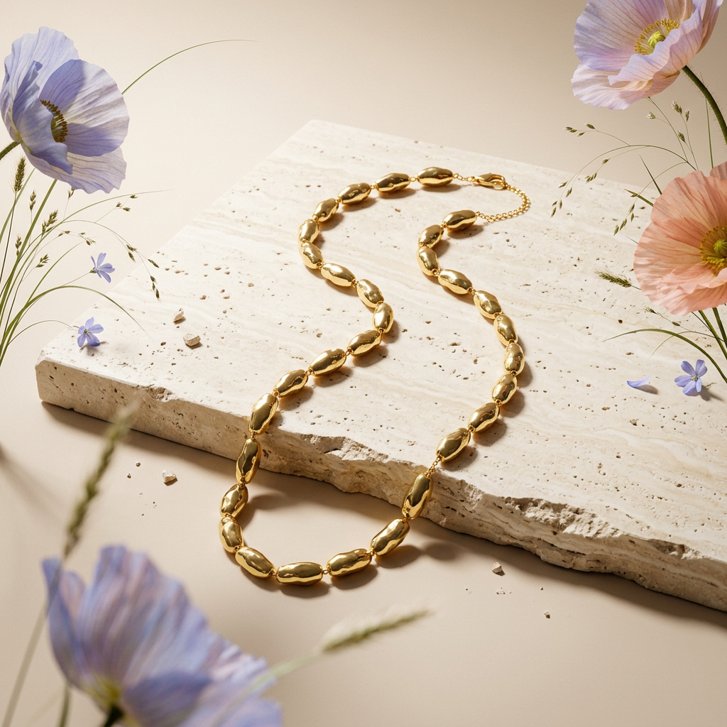Zaevia Golden Orb Chain Necklace