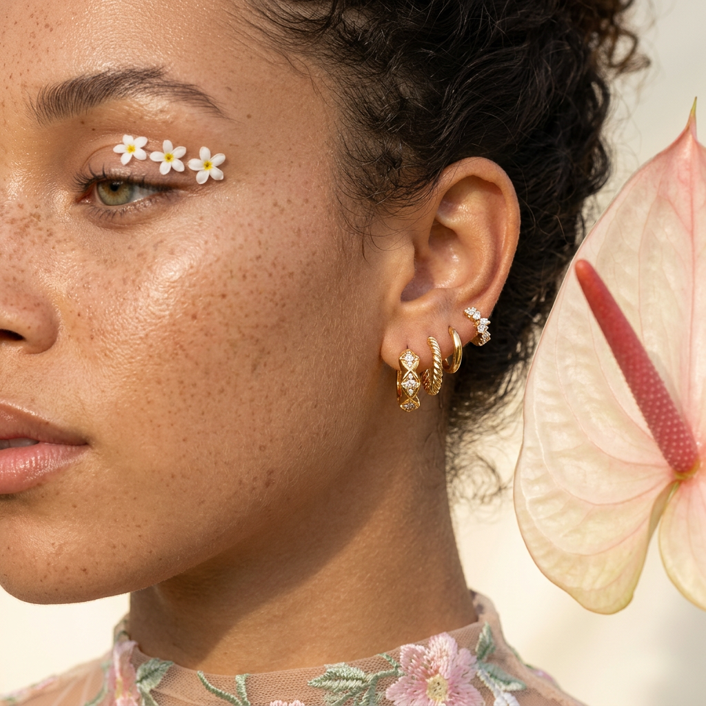 Zionia Golden Halo Huggie Earrings