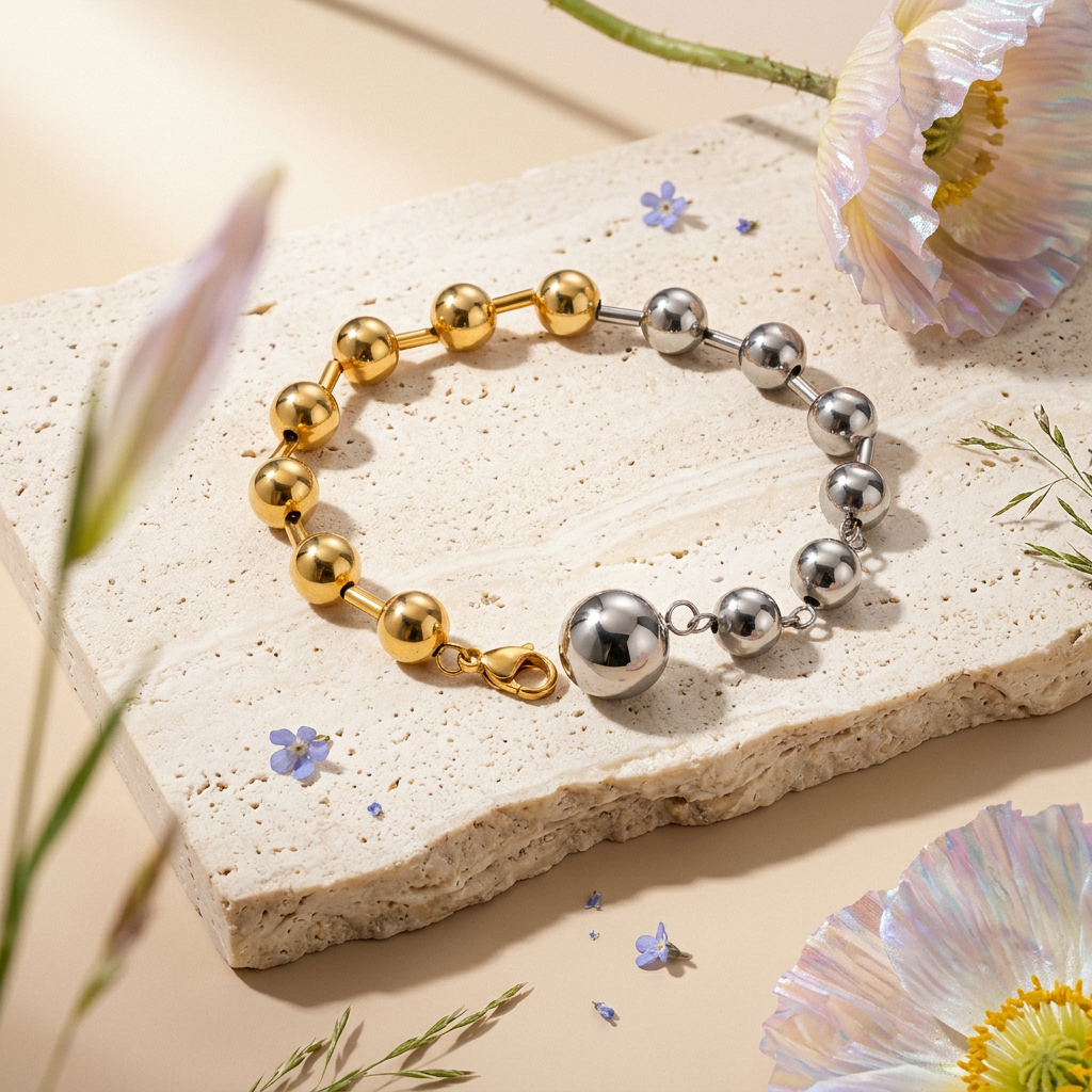 Maelia Mixed Metal Orb Strand Bracelet