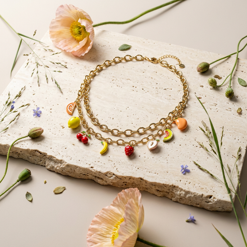 Gaelia Golden Cluster Charm Necklace