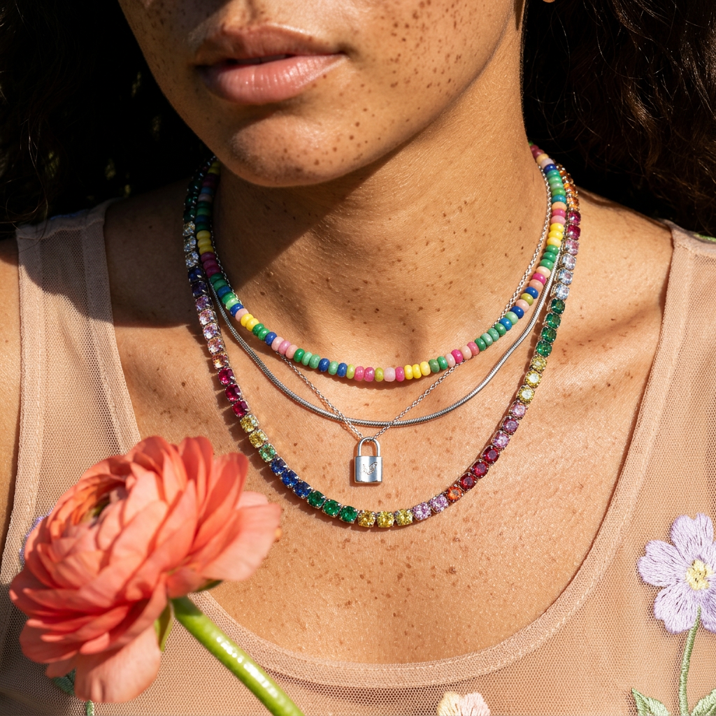 Naevia Silver Chain Tennis Necklace