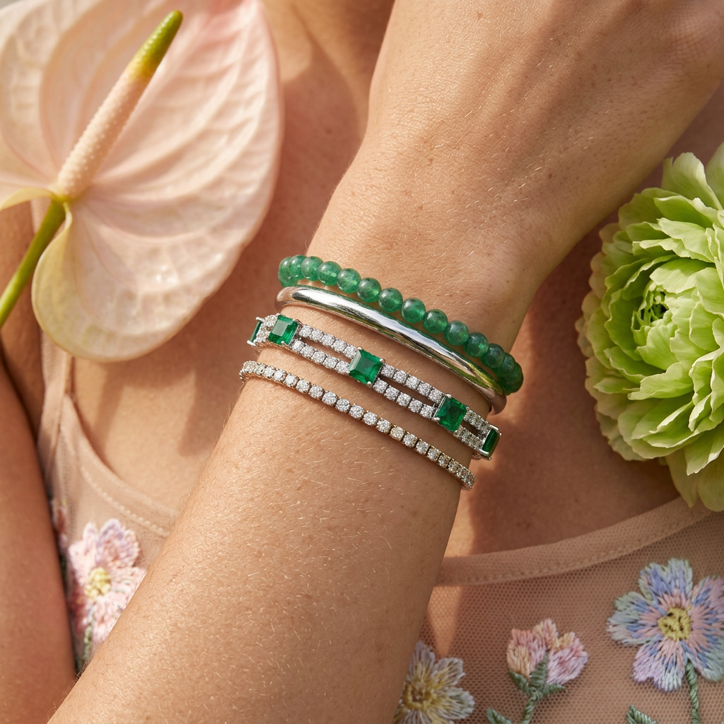 Rionia Silver Square Tennis Bracelet