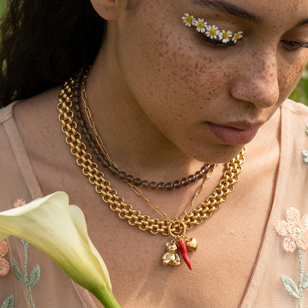 Cionia Golden Chain Choker Necklace