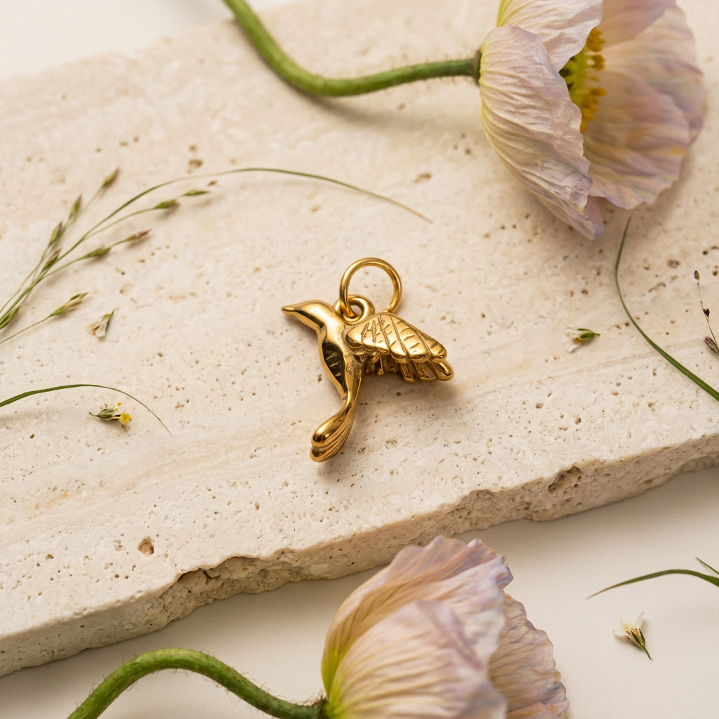 Zeonia Golden Bird Pendant Charm