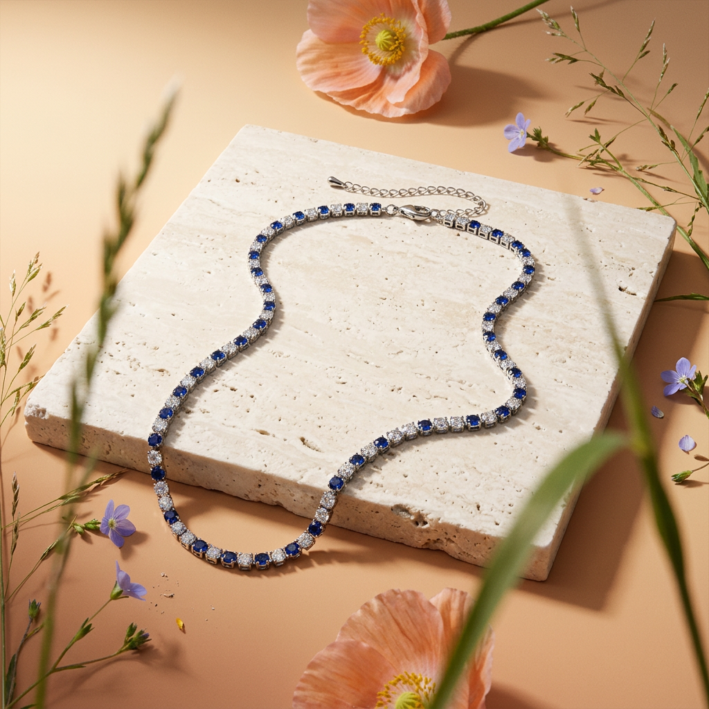 Vaelia Silver Chain Tennis Necklace