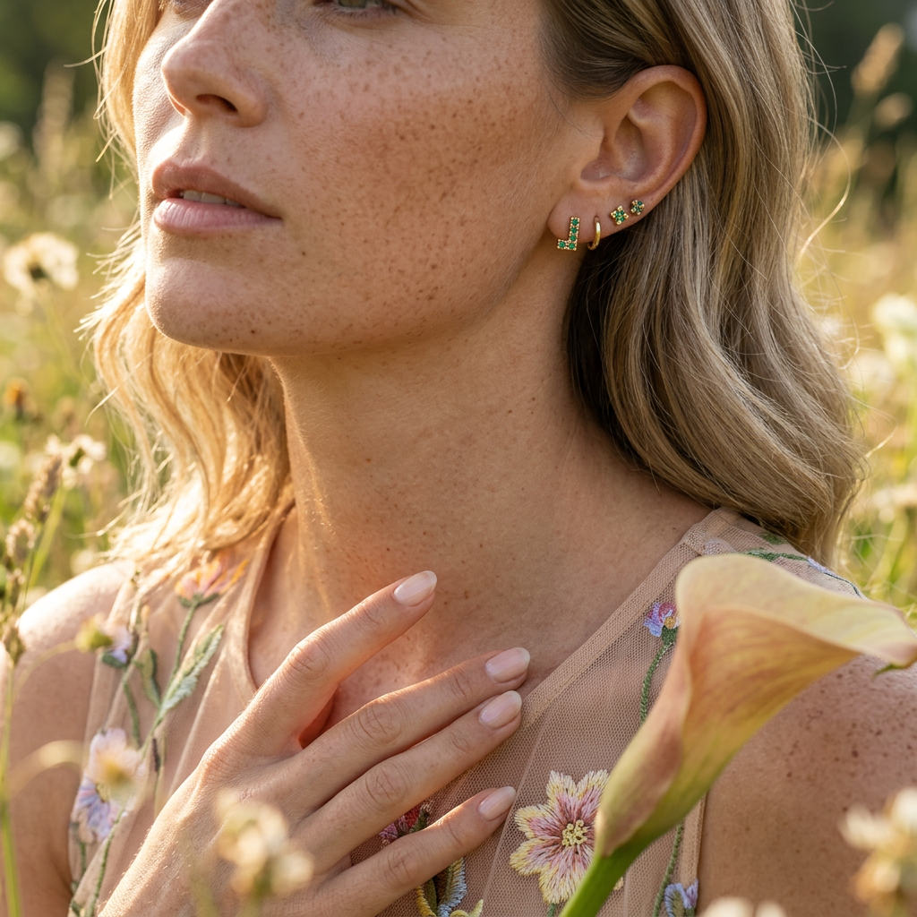 Naveia Golden L-Cluster Stud Earrings