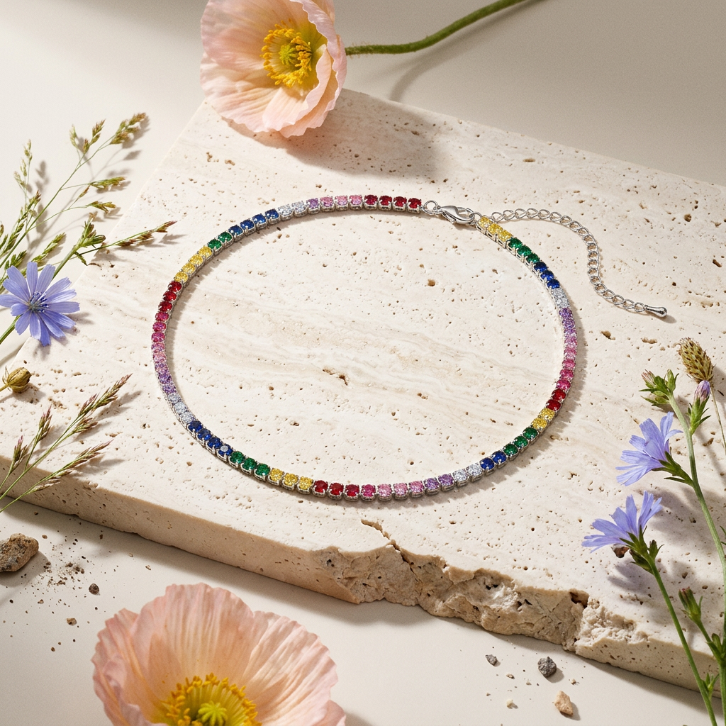 Gionia Silver Chain Tennis Necklace