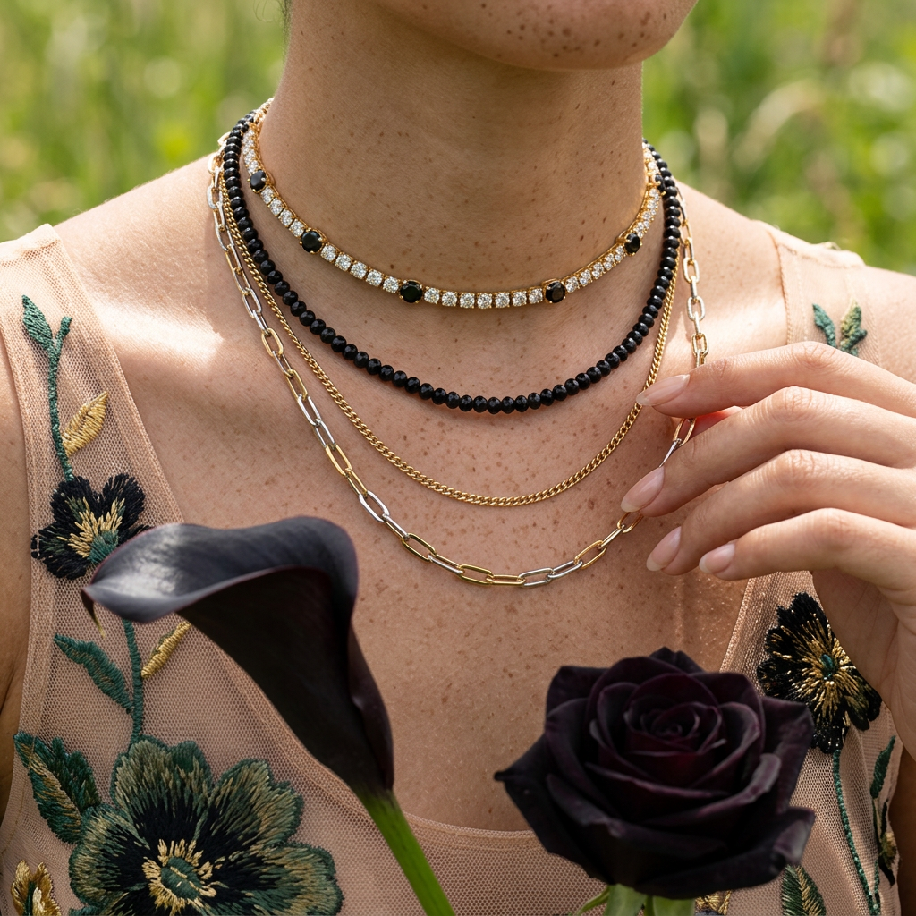 Giolia Golden Orb Tennis Chain Necklace