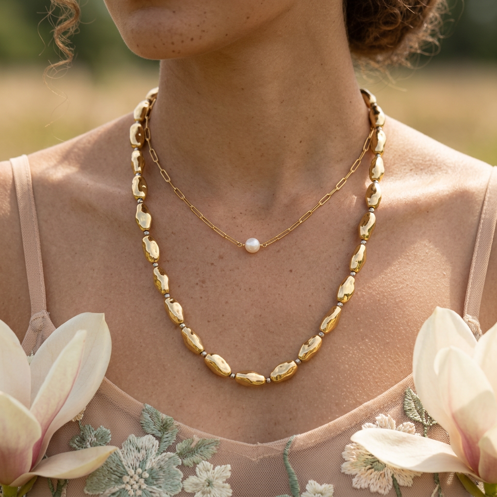 Vealia Golden Orb Chain Necklace
