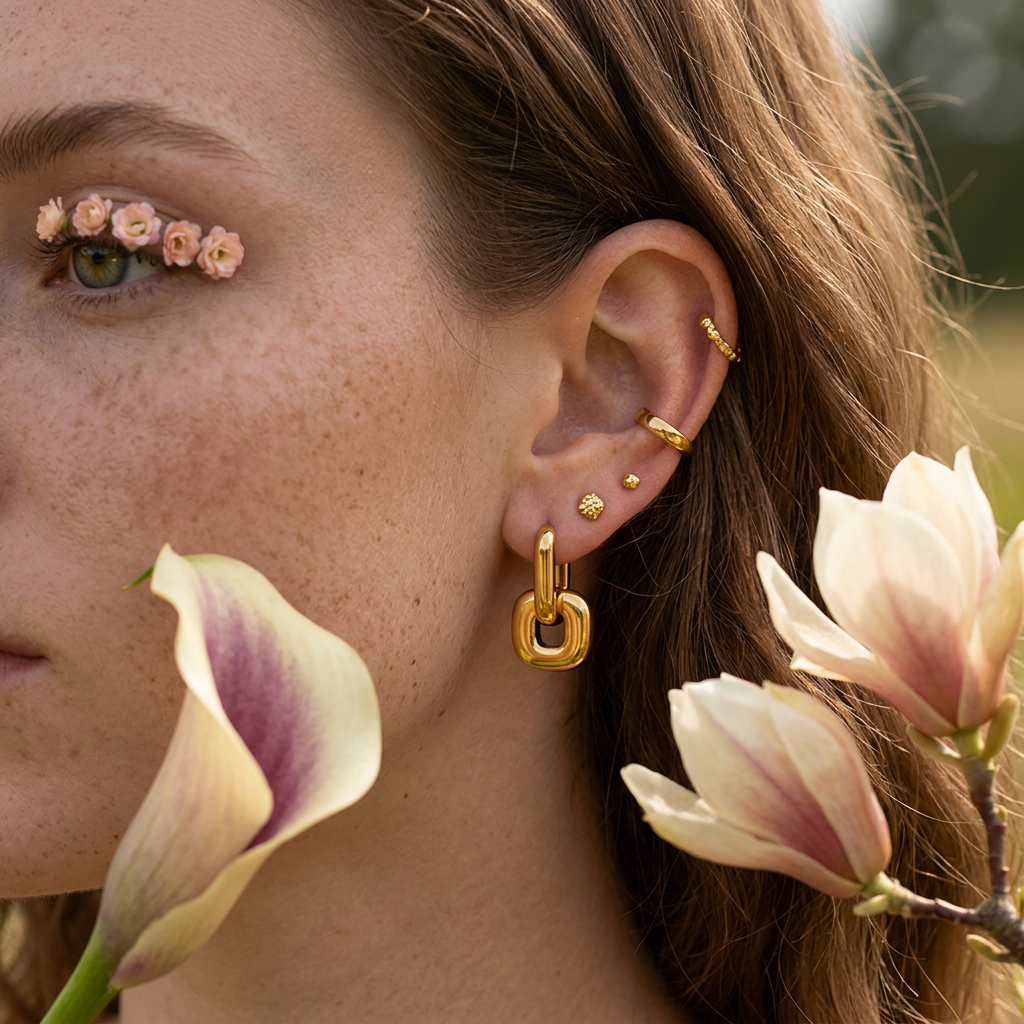 Riolia Golden Chain Huggie Earrings