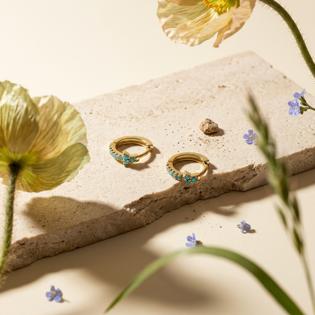 Geavia Golden Cluster Huggie Earrings
