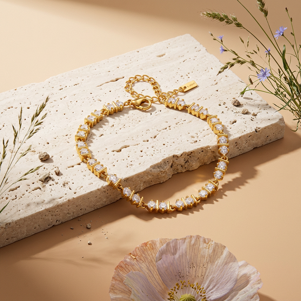 Maevia Golden Chain Tennis Bracelet
