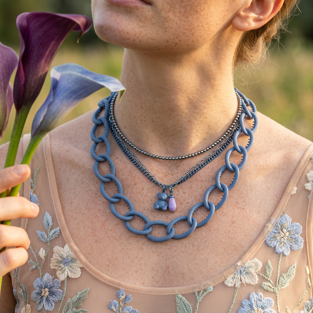 Zaelpha Resin Oval Chain Necklace