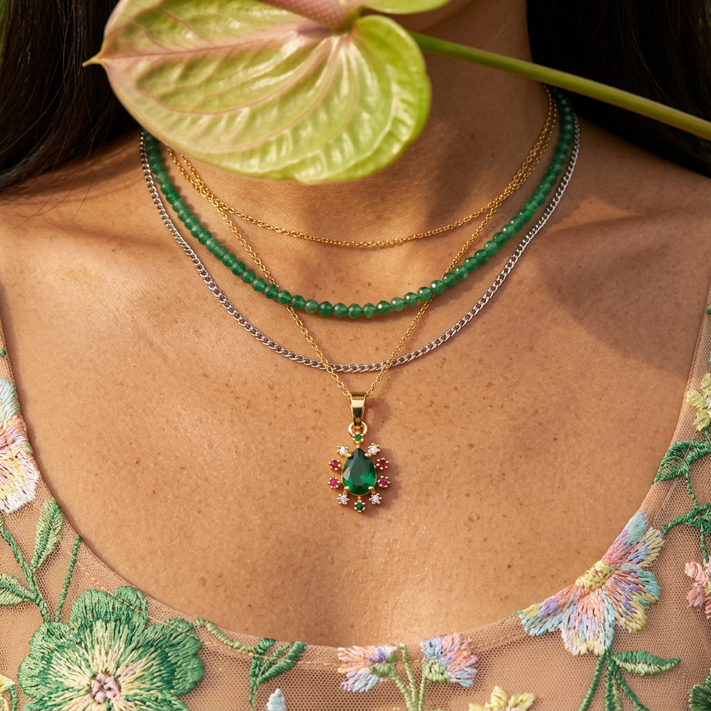 Zeovia Golden Drop Pendant Necklace