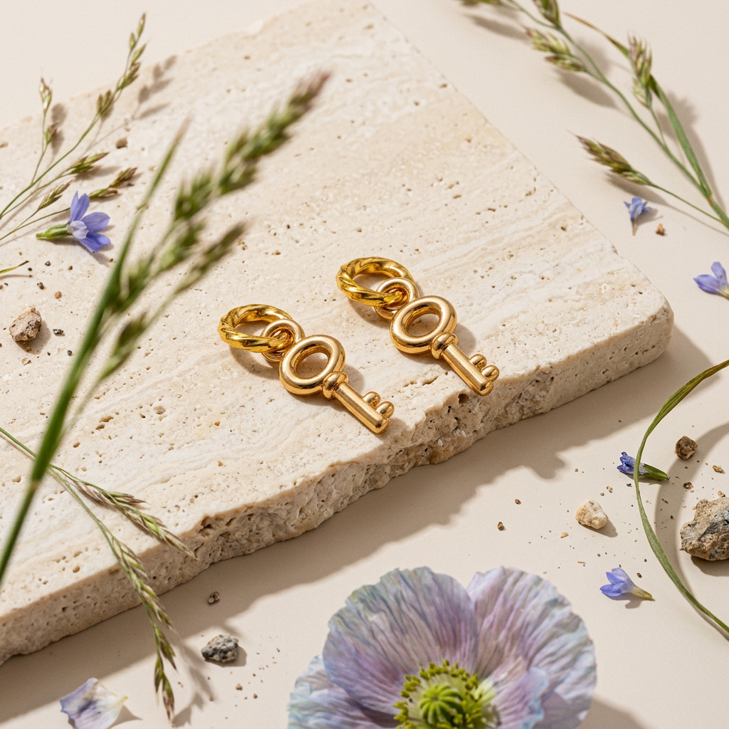Veania Golden Ring Drop Earrings