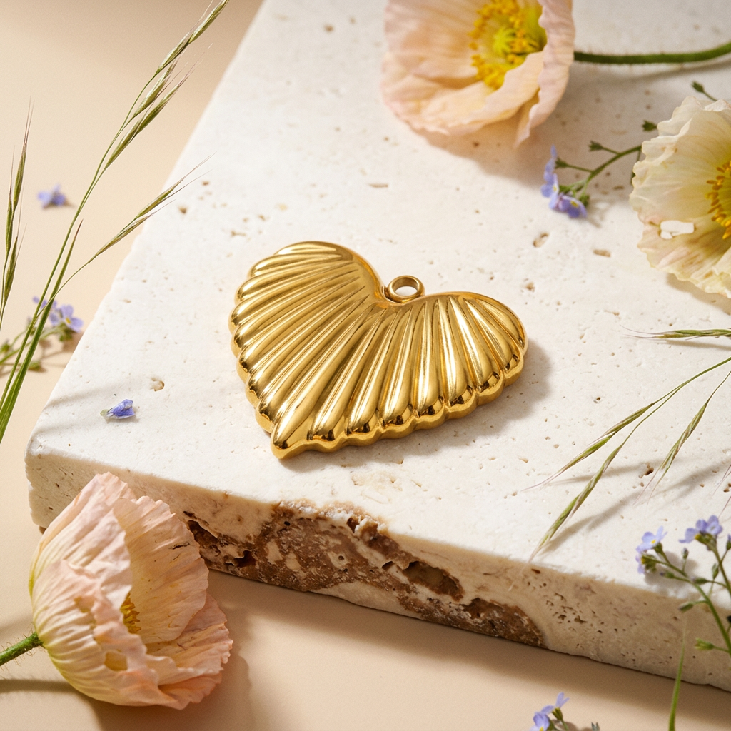 Rionia Golden Heart Pendant Charm