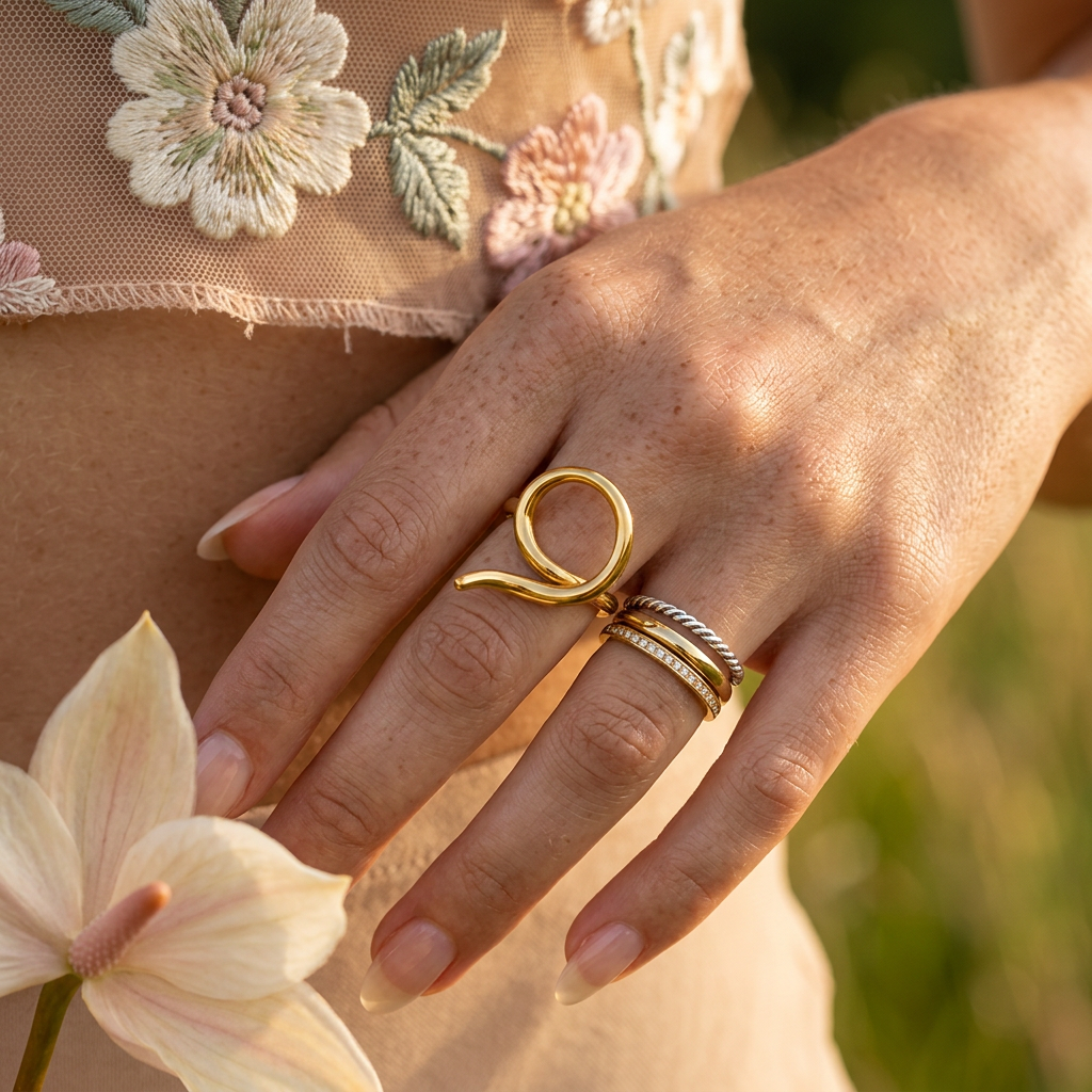 Leovia Golden Knot Statement ring
