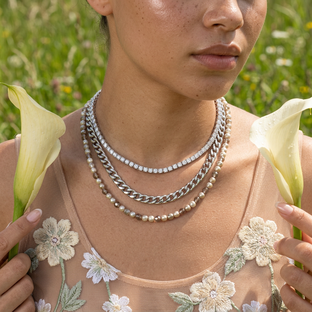 Niavia Silver Chain Tennis Necklace